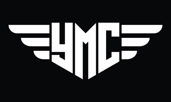 YMC three letter logo, creative wings shape logo design vector template. letter mark, word mark, monogram symbol on black & white.