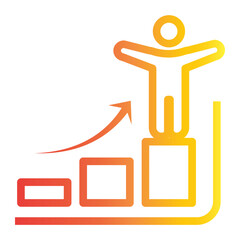 Business icon on line gradient style. goal icon on line gradient style