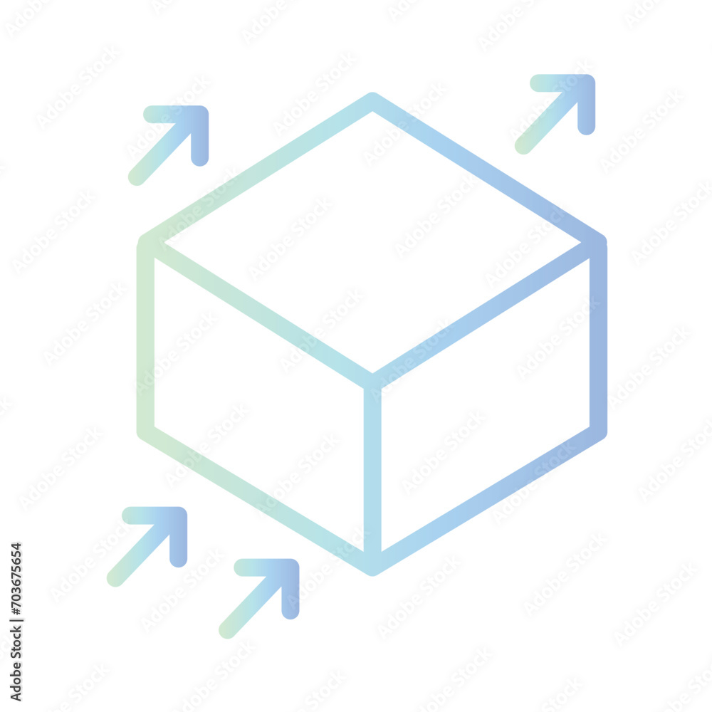 Poster arrow cube box gradient outline icon