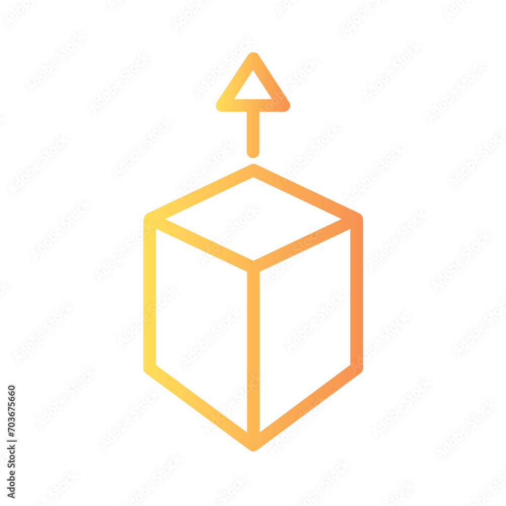 Poster cube arrow box gradient outline icon