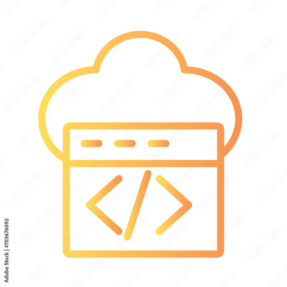 Poster browser cloud code gradient outline icon