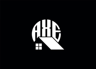 Real Estate Letter AXE Monogram Vector Logo.Home Or Building Shape AXE Logo