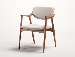 Wooden chair with soft seat isolated on white background