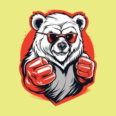 Cute bear sticker design using boxing gloves