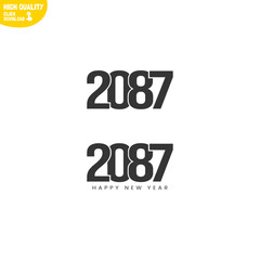 Creative Happy New Year 2087 Logo Design