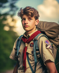 A boy scout summer camp - obrazy, fototapety, plakaty