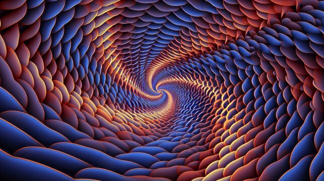 A trippy illusion with repeating fractal patterns