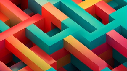 An abstract illusion with interlocking geometric shapes