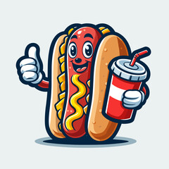 hotdog character  - obrazy, fototapety, plakaty