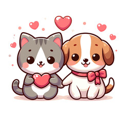 cute puppy and kitten