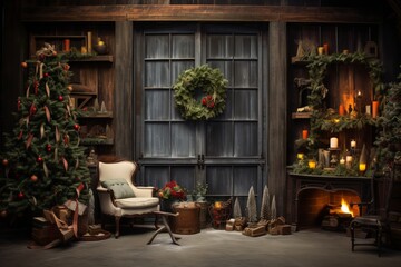 Fototapeta na wymiar Charming and rustic holiday decorations showcased in isolation