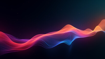 Abstract Colorful Neon Waves on Dark Background - obrazy, fototapety, plakaty
