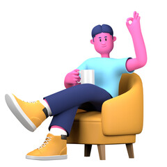 Naklejka premium Enjoy Tea cup Boy Activity