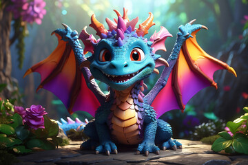 cute dragon with colorful fantasy