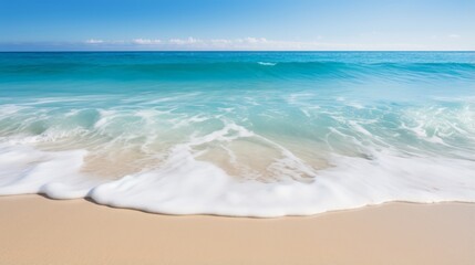 Fototapeta na wymiar Tranquil ocean waves lapping against a sandy shore