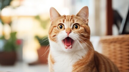 Cute cat with a goofy expression that's bound to make you smile - obrazy, fototapety, plakaty