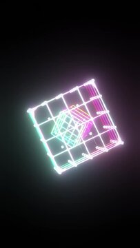 A pair of glowing Rubic cubes rotating