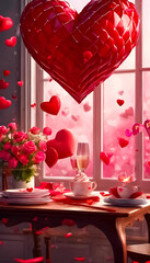 AI Generative illustration of a Valentines Day concept design