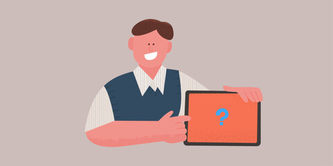 a man holding a tablet pc