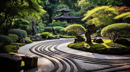 Serene moments of solitude in a zen garden