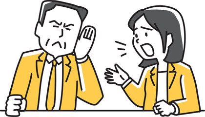 女性の意見に耳を傾ける中年男性