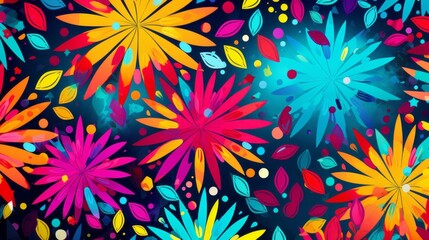 Vibrant festive pattern, a burst of joyful colors and shapes