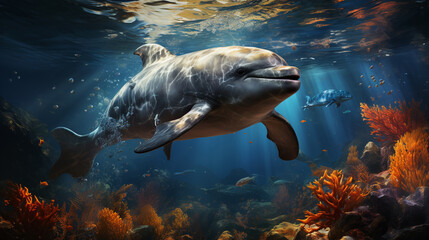 amazing dolphin wallpaper - obrazy, fototapety, plakaty