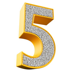 Yellow 3d Number 5 luxury render