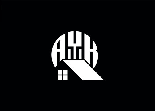 Real Estate Letter AYK Monogram Vector Logo.Home Or Building Shape AYK Logo