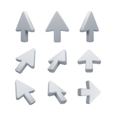 Set of Cursor Arrows in 3D Style for Digital Interface Design - a collection of digital cursor icons suitable for web design, user interface elements, and applications.