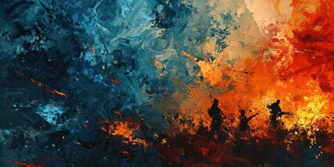 Obraz na płótnie Canvas Abstract Nighttime Firefight color.