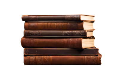 Old books, Stack of old books cut out, Old antique books,  isolated on a transparent background,  retro book page backgrounds, textures or collage design elements, png.
