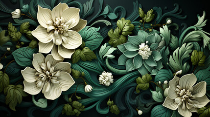 green floral lineart background