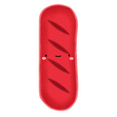 Cute Sausage Mascot Character Kawaii Cartoon Red Sausage Cartoon illustration Ingredient Food Element Sausage Drawing Cute Sausage Kawaii Sausage