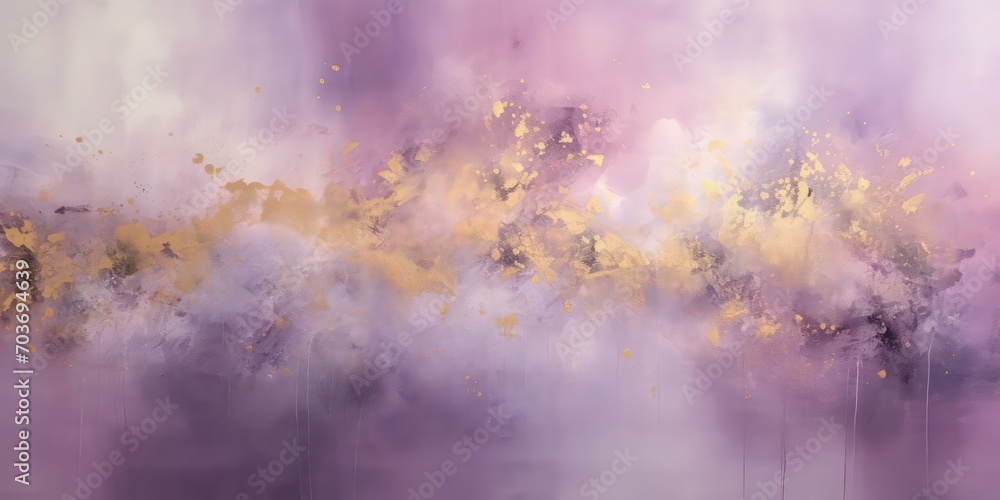 Sticker Abstract with stars and hues of gold,  light purple background.