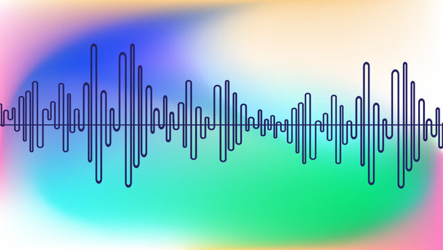 Abstract curves soundwave wallpaper with bright gradient background