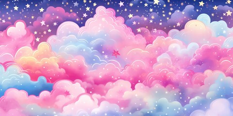 Stardust of kid background that exudes a psychedelic, kawaii style.