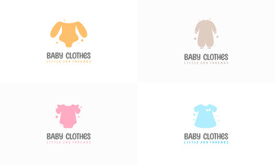 Set of Baby Clothes Logo Design. kids store clothing logo template vector