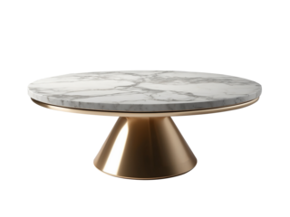 white and gold marble table isolated on white