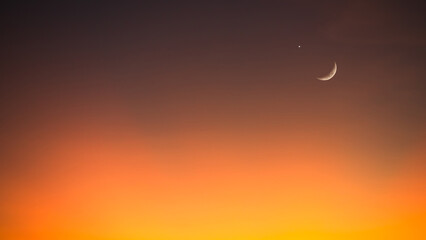 Moon Sky Islam Sunset Background Allah Arabic Mubaruk Greeting Islam Ramadan Element Masjid Aqsa...