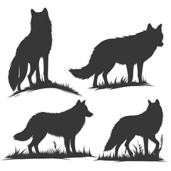 Set of wolf silhouette illustration