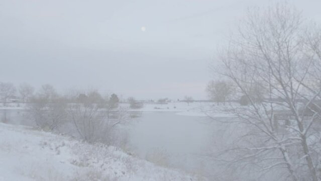 snowy lake in winter