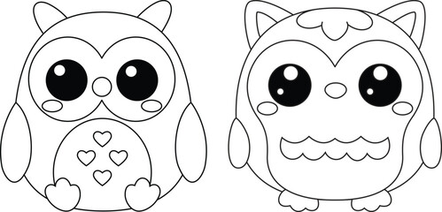 Cute Owls Cartoon coloring page
