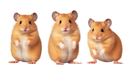 set of standing hamster isolated on transparent background cutout