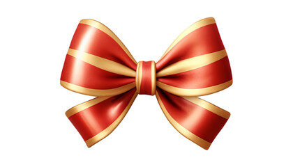 gold edge red bow isolated on transparent background cutout