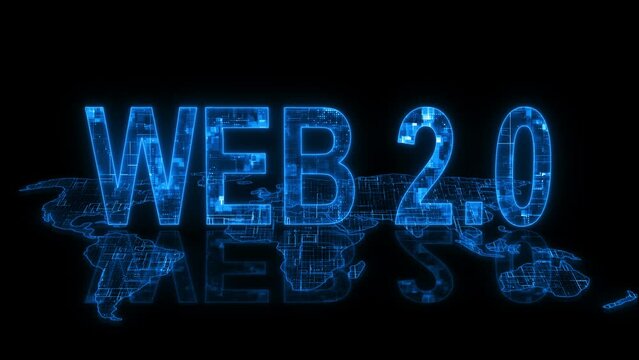 3d web 2.0 text technology earth map animation glow