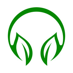 Circle Leaf Vector Logo Design Template