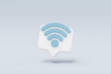 3d wireless or wifi and sharing network bubble icon. sharing network on laptop internet concept. Hotspot access point concept. Broadcasting area with WiFi concept. 3d wifi icon .3d render illustration