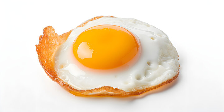 Fried egg on white background, Breakfast Tasty Fried Egg.