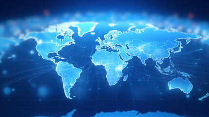 world map on blue background, technology